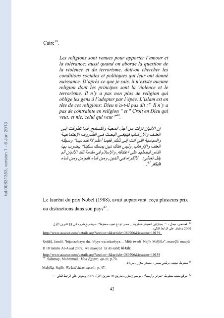 Naguib Mahfouz et Michel Houellebecq: deux romanciers face au ...