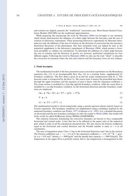Etudes et évaluation de processus océaniques par des hiérarchies ...