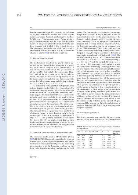 Etudes et évaluation de processus océaniques par des hiérarchies ...