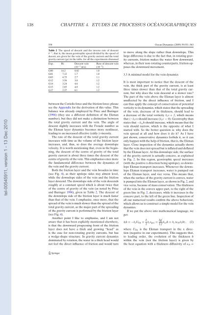 Etudes et évaluation de processus océaniques par des hiérarchies ...