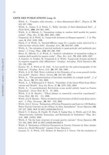 Etudes et évaluation de processus océaniques par des hiérarchies ...