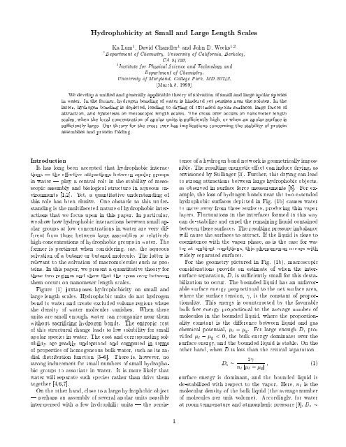 Hydrophobicity at Small and Large Length Scales - TerpConnect ...