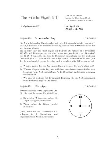Übungsblatt 2 - Institut für Theoretische Physik - Goethe-Universität