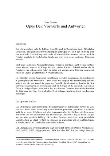 Opus Dei: Vorwürfe und Antworten - theopenunderground