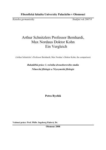 Arthur Schnitzlers Professor Bernhardi, Max Nordaus ... - Theses