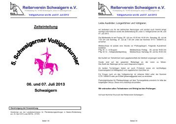 Reiterverein Schwaigern e.V. 06. und 07. Juli 2013 Schwaigern ...
