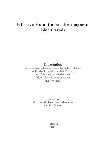 Effective Hamiltonians for magnetic Bloch bands - TOBIAS-lib