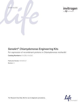 [PDF] GeneArt® Chlamydomonas Engineering Kits - Invitrogen