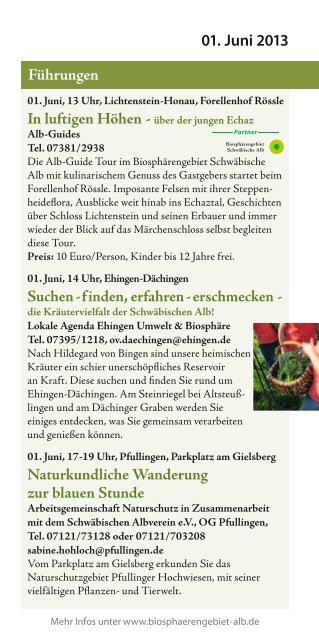 3. Biosphären-Woche 01.-09. Juni 2013 - Alb-Donau-Kreis Tourismus