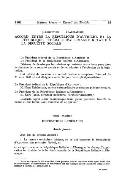 Treaty Series Recueil des Traites - United Nations Treaty Collection