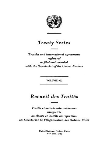 Treaty Series Recueil des Traites - United Nations Treaty Collection