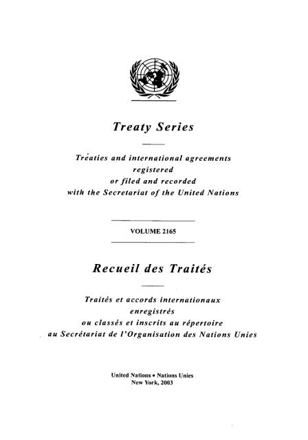 Treaty Series Recueil des Traites - United Nations Treaty Collection