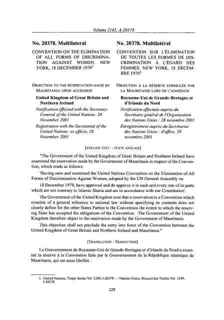 Treaty Series Recueil des Traites - United Nations Treaty Collection