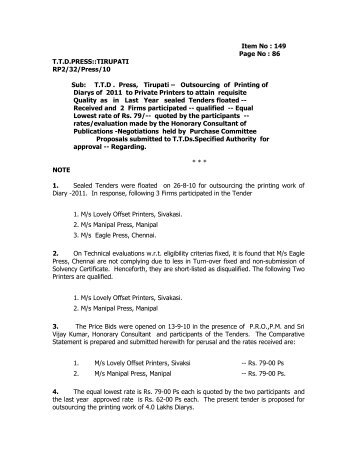 Item No : 149 Page No : 86 T.T.D.PRESS::TIRUPATI RP2/32/Press ...