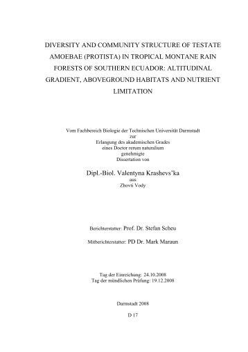 Diversity and community structure of testate amoebae ... - tuprints