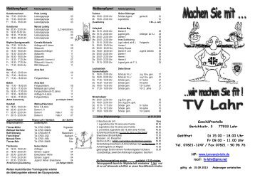 Sportangebot des TV als PDF Download - Turnverein Lahr