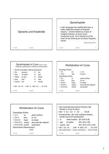 Seminarsitzung VII - Semantik I (Sprache und Kreativität) - UK-Online