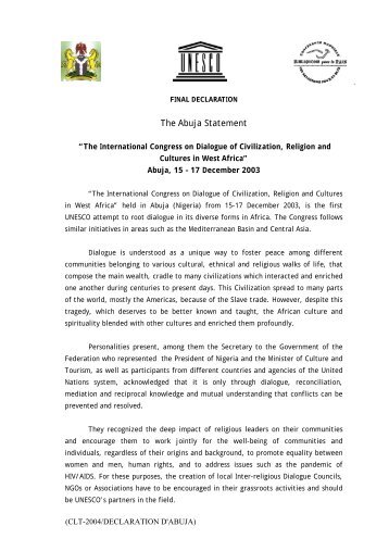 Final declaration (of) the International Congress ... - unesdoc - Unesco