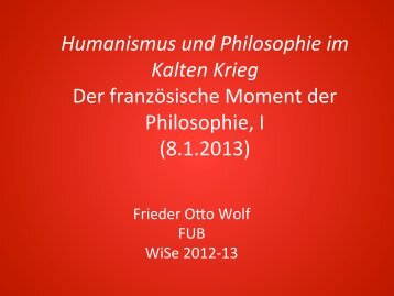 Humanismus und Philosophie im Kalten Krieg Der ... - Userpage