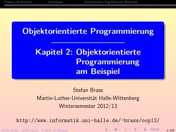 Objektorientierte Programmierung, Kapitel 2: OOP am Beispiel