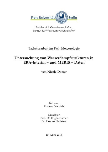 Untersuchung von Wasserdampfstrukturen in ERA-Interim - Userpage