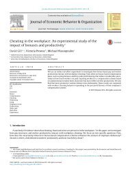 Cheating in the workplace: An experimental study of the impact of ...