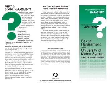 2013 Sexual Harassment Brochure.pdf - University of Southern Maine