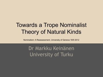 Towards a Trope Nominalist Theory of Natural Kinds Nominalism: A ...