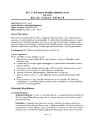 PSCI 331: Canadian Public Administration Fall 2013 PAS 1241 ...