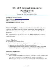 PSCI 350: Political Economy of Development - University of Waterloo