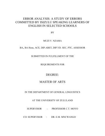 error analysis: a study of errors committed by isizulu speaking ...