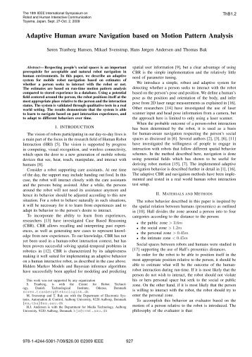 Adaptive Human Aware Navigation Based on Motion Pattern ... - VBN