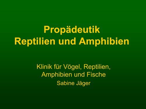 Propädeutik Reptilien und Amphibien - Vetstudy