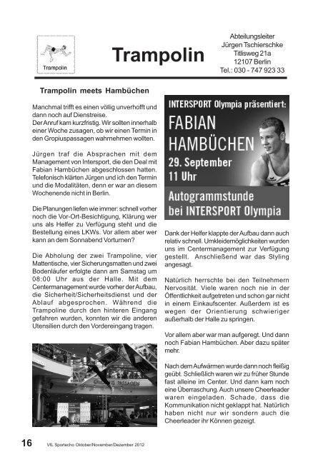 VfL Sportecho 209. Ausgabe Oktober/November - VfL Lichtenrade