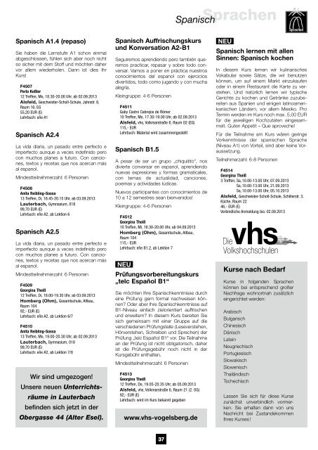 www .vhs-vogelsberg.de - Volkshochschule des Vogelsbergkreises