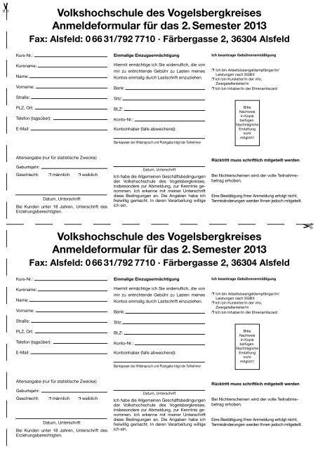 www .vhs-vogelsberg.de - Volkshochschule des Vogelsbergkreises