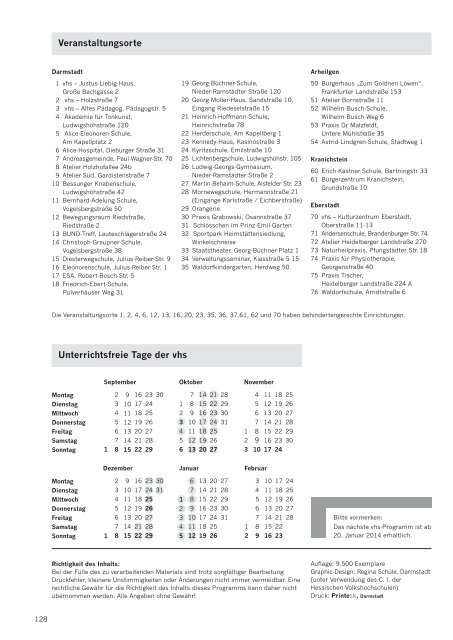 Volkshochschule Darmstadt Programm September ... - VHS Darmstadt