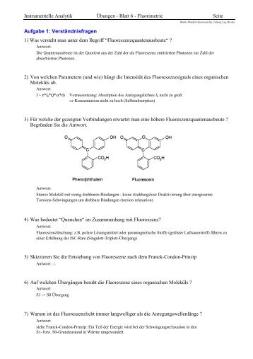 Instrumentelle Analytik Übungen - Blatt 6 - Fluorimetrie Seite ...