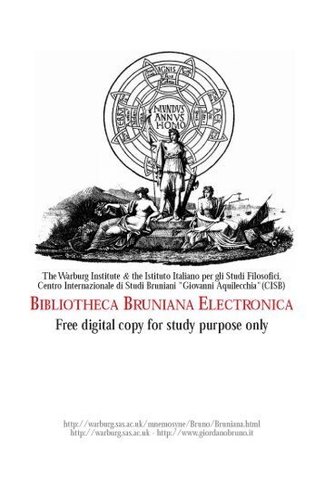 BIBLIOTHECA BRUNIANA ELECTRONICA - Warburg Institute