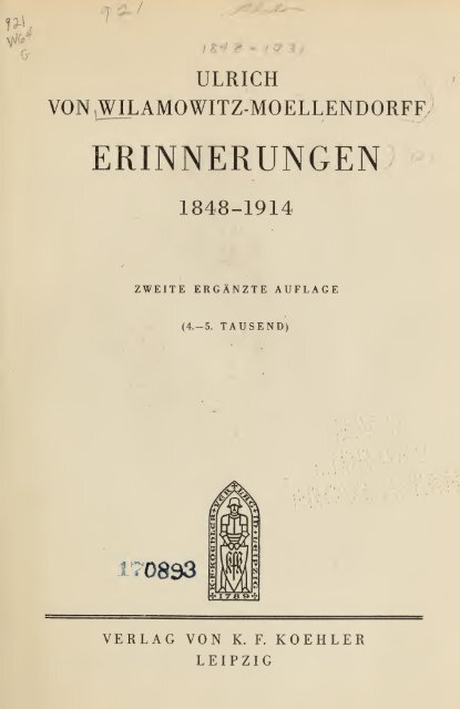 Erinnerungen 1848-1914 ..