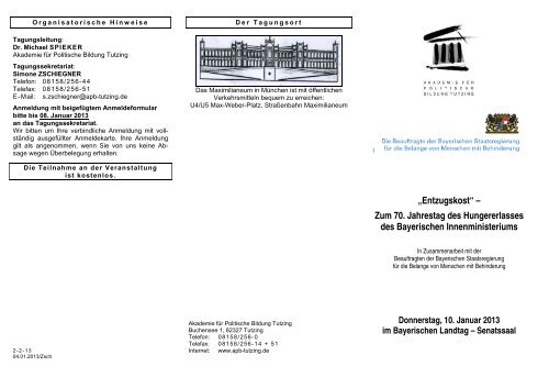 Entzugskost - Akademie für Politische Bildung Tutzing