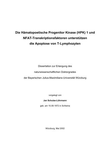 Die Hämatopoetische Progenitor Kinase (HPK) - OPUS - Universität ...