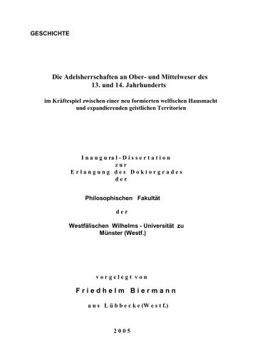 und Mittelweser des 13. und 14. Jahrhunderts F riedhelm B iermann