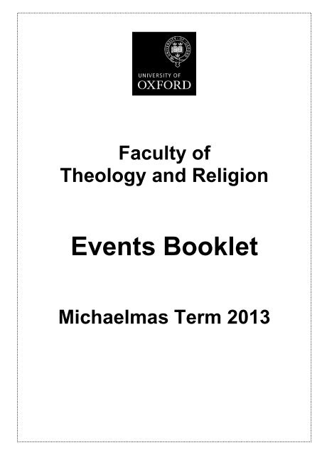 Events Booklet MT2013.pdf - WebLearn - University of Oxford