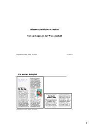 Wissenschaftliches Arbeiten Teil 11: Lügen in der Wissenschaft Ein ...