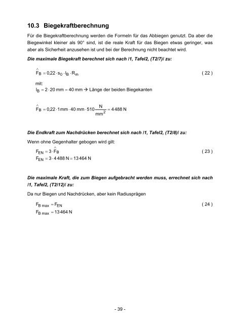 Beleg Werkzeugkonstruktion