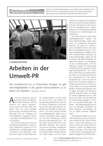 "Arbeiten in der Umwelt-PR" - 3 MB - WiLa-Arbeitsmarkt