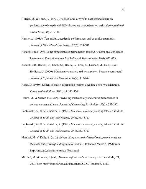 The Effect of Background Music on the Mathematics Test Anxiety of ...