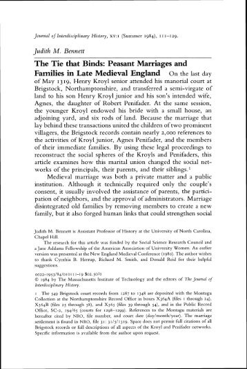 The Tie that Binds: Peasant Marriages and Families in Late ... - Usc