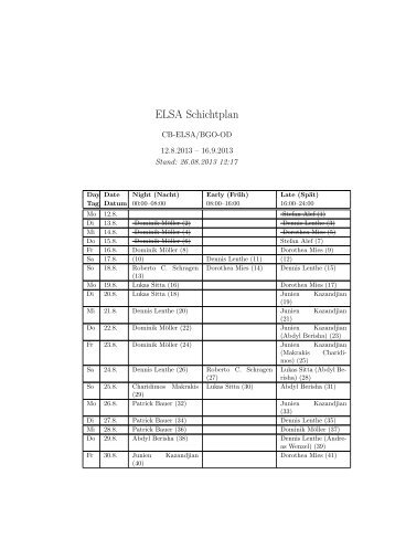 ELSA Schichtplan